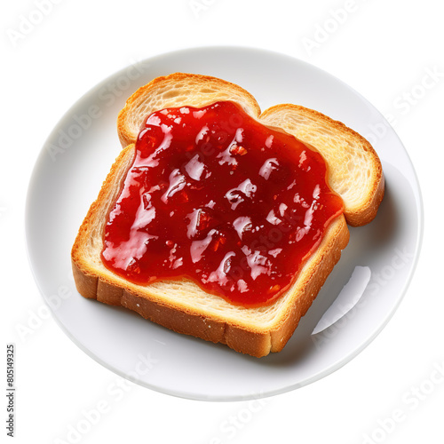 toast and jam on transparent background, clipping path, png, 