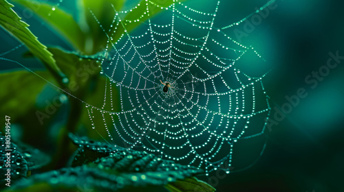 Raindrops cling to a spider's delicate web, transforming it into a glistening masterpiece © Tatiana