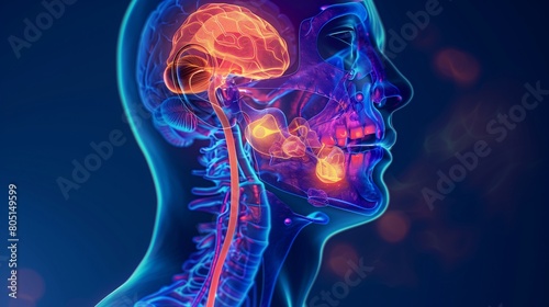 Endocrine Glands A Precise 3D Rendering of the Pituitary, Thyroid, and Adrenal Glands, Depicting Hormone Production and Regulation. photo