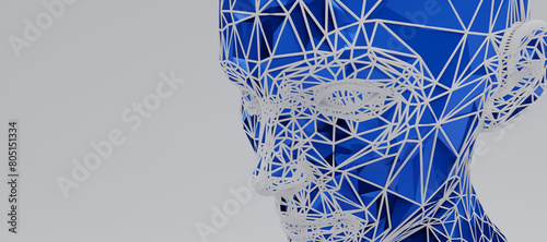 Abstract colorful head, android, 3d render