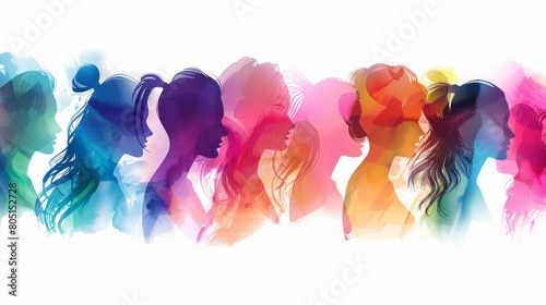 Diverse Women Empowerment Vector Illustration on Colored Background, Celebrating International Women's Day with Global Unity and Solidarity