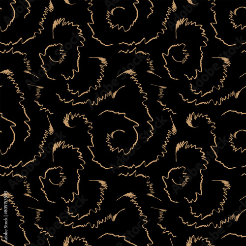 Black Gold Linear Markings Seamless Pattren 