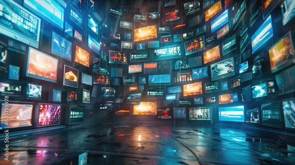 Media concept with TV screens