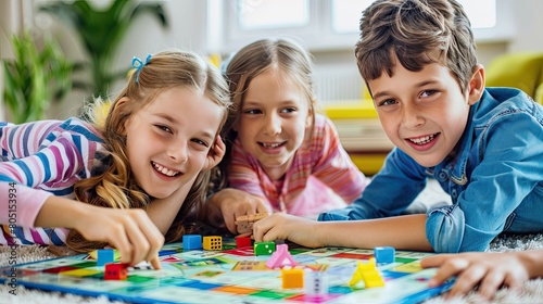 children play monopoly board games