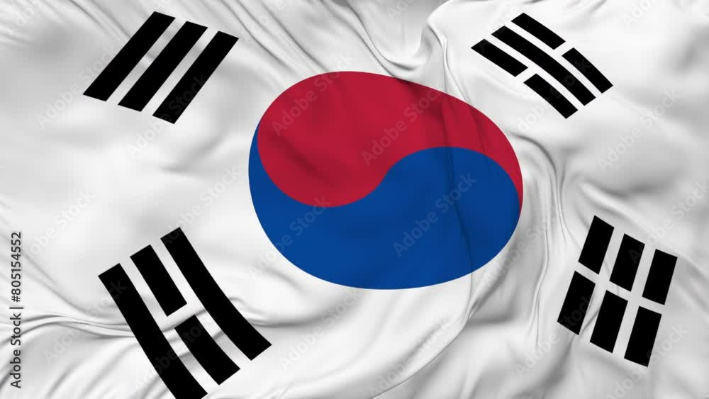 A beautiful view of South Korea flag animation seamless loop. 4K video A beautiful view of South Korea flag animation seamless loop. 4K video