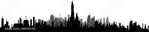 Silhouetten Stadt - Skyline Metropole mit Wolkenkratzern 