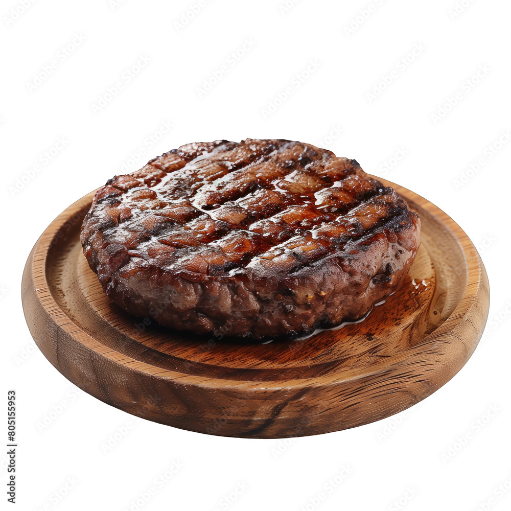 single grilled meat patty . Clipart PNG image . Transparent background