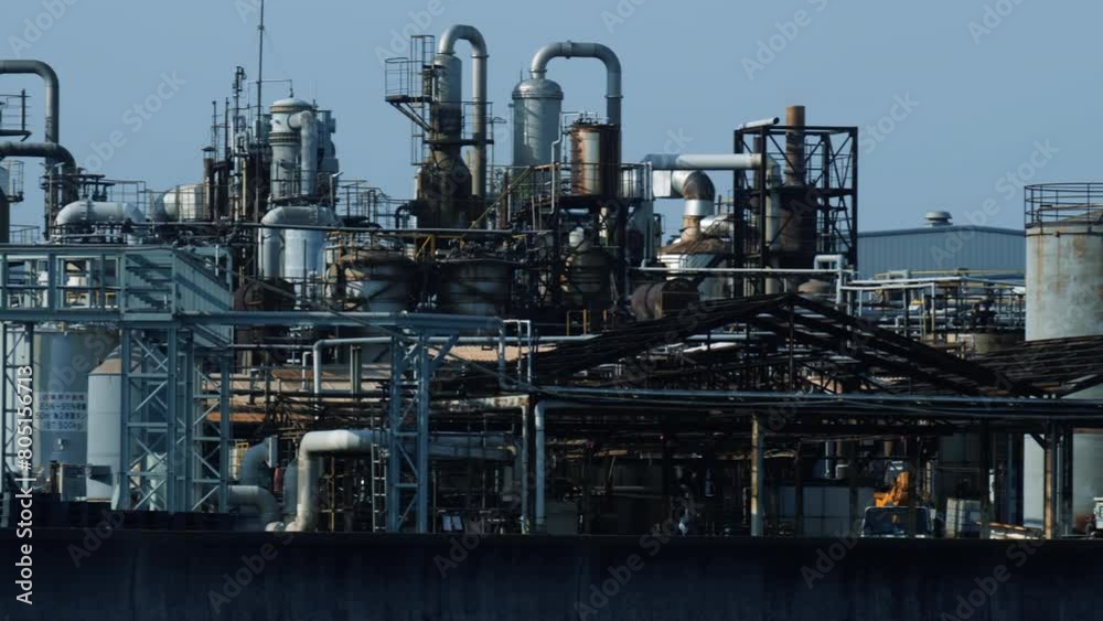 Refinery factory oil storage tank and steel. Refinery factory oil storage tank and steel.