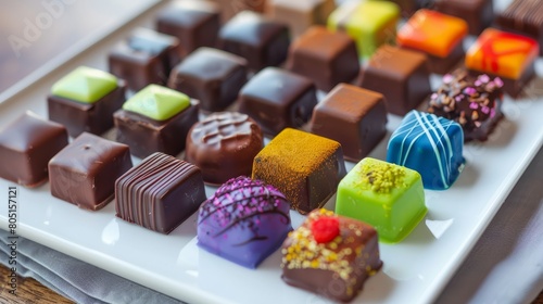 A decadent of colorful, artisanal chocolate 