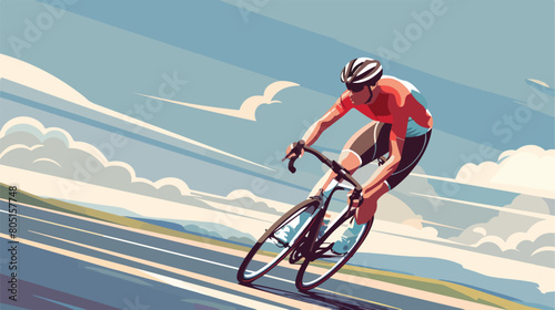 Male cyclist riding bicycle outdoors Vector style Vector