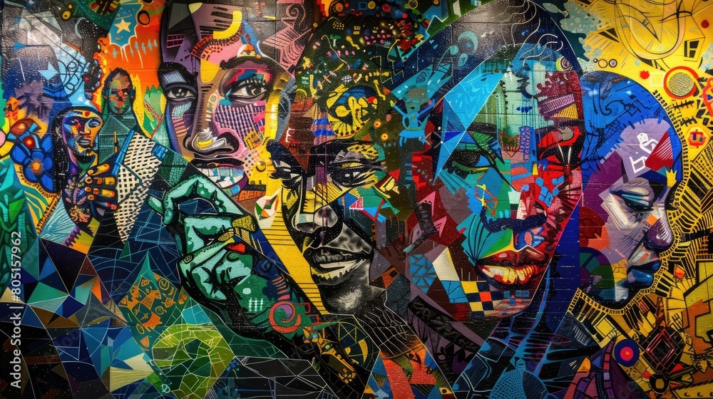 Dynamic Juneteenth Tribute: Street Art Mural with African Heritage