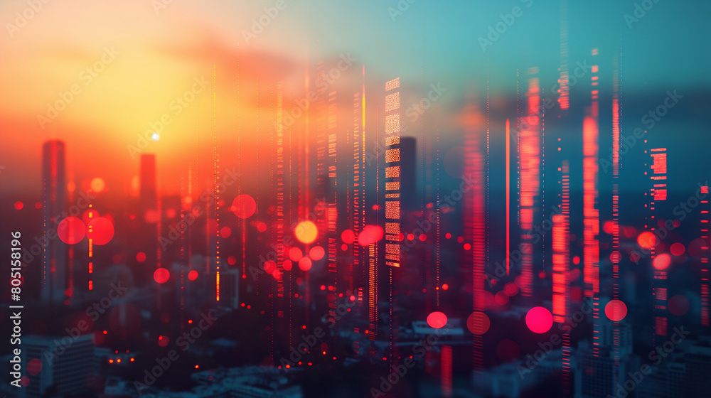 Double exposure of Business graph and space. Double exposure of Business graph and space.