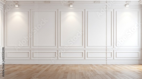 wood floor with white wall for present product