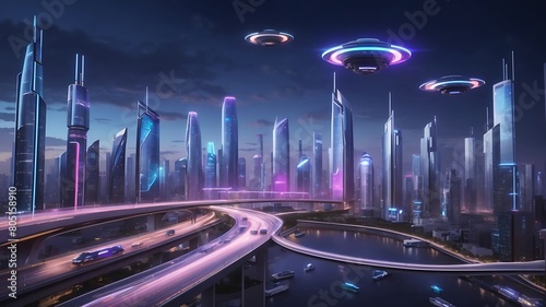 traffic in the city City of Tomorrow AI-Powered Metropoli