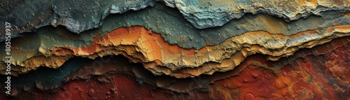 abstract rendering of layered sedimentary rock background, rich earth tones with detailed textures photo