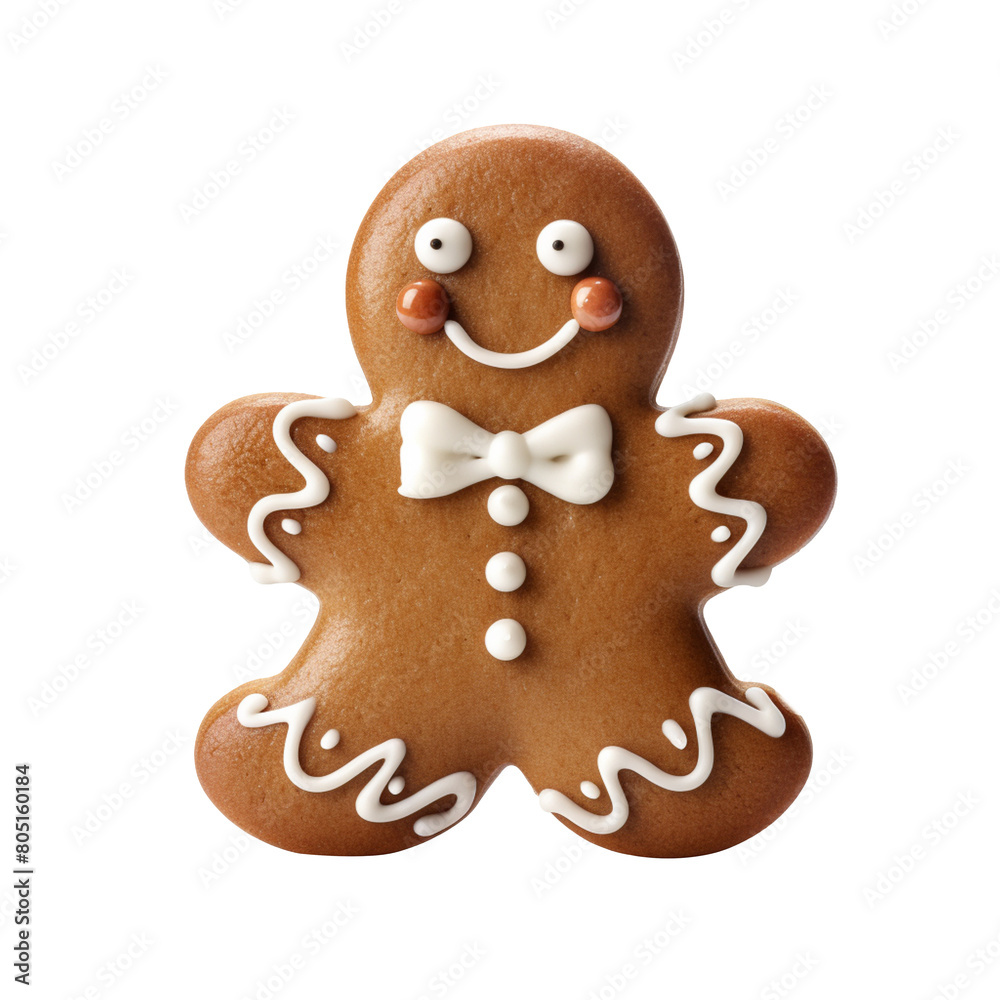 Cute gingerbread man isolated on transparent background