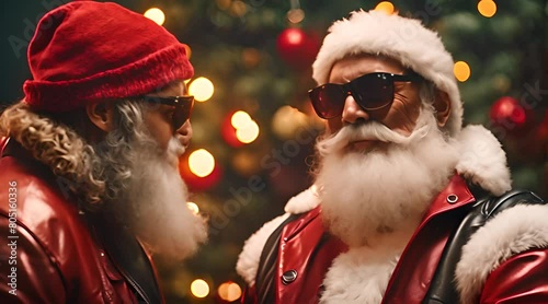 Edgy Santa: Father Christmas Spotted in Leather Jacket and Sunglasses