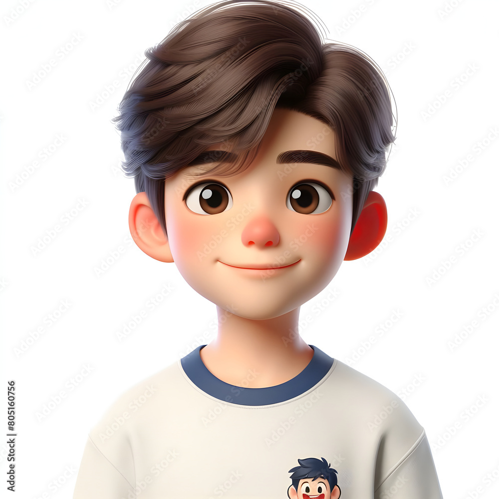 Happy Asian cartoon character boy, young man portrait, male, Smile, Happy mood, feeling expression concept, Isolated on a white background Happy Asian cartoon character boy, young man portrait, male, Smile, Happy mood, feeling expression concept, Isolated on a white background