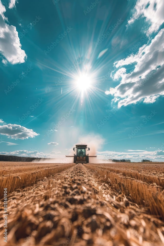 Fototapeta premium harvester in the field sunny weather