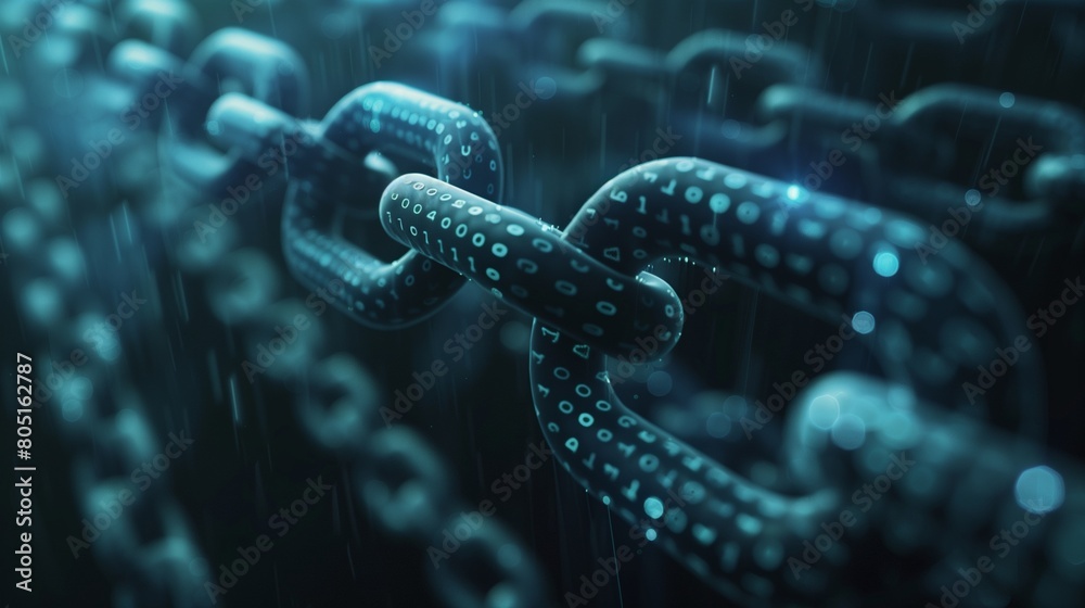 A digital protector stands guard over blockchain technology, ensuring the safety and integrity of encryption protocols within the vast expanse of cyberspace. A digital protector stands guard over blockchain technology, ensuring the safety and integrity of encryption protocols within the vast expanse of cyberspace.
