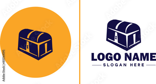 Treasure chest icon money lock box flat Treasure chest logo sign symbol editable vector
