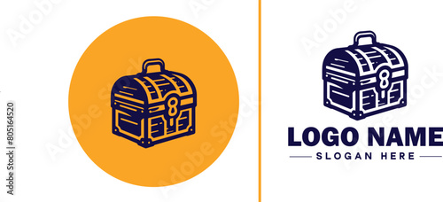 Treasure chest icon money lock box flat Treasure chest logo sign symbol editable vector