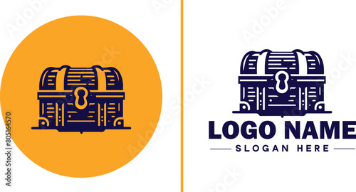 Treasure chest icon money lock box flat Treasure chest logo sign symbol editable vector