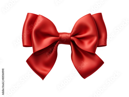 Decorative red bow isolated on transparent background