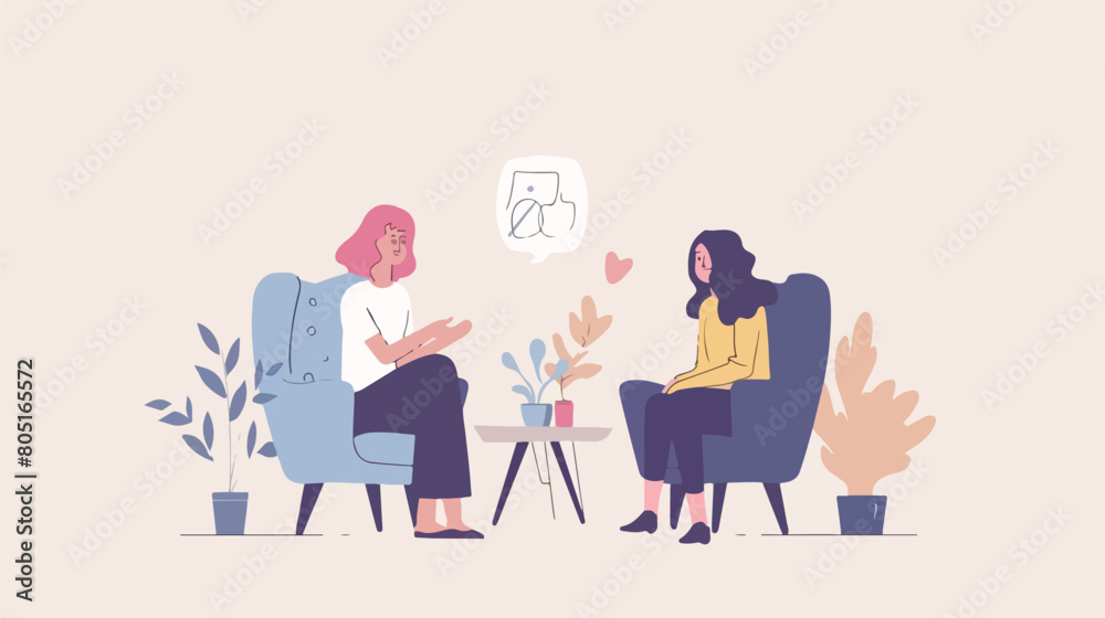 Mental health concept - woman talking to psychologist