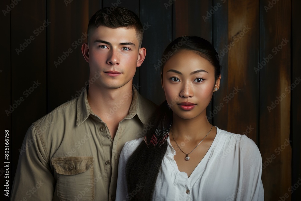 Vibrant Multiethnic young couple together. Relax home. Generate Ai Vibrant Multiethnic young couple together. Relax home. Generate Ai