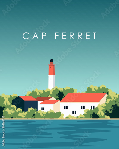 Cap Ferret travel poster, banner, card