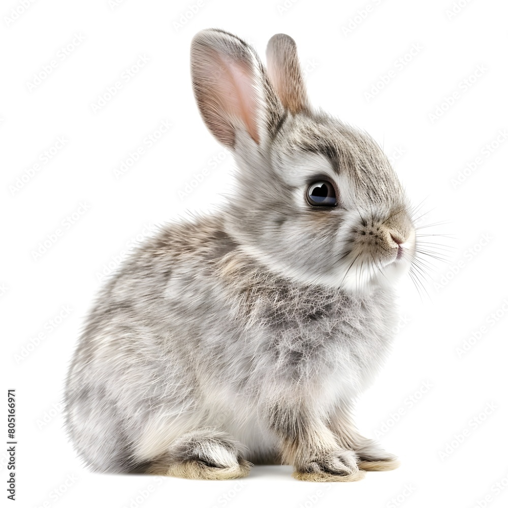 white rabbit isolated on white  Generative AI