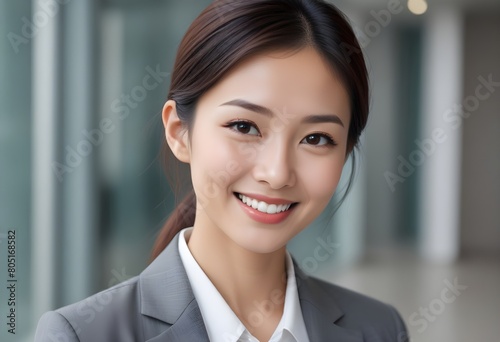 Portrait of a Cheerful Asian Japanese, Korean young woman, girl. close-up. smiling. business woman, working, lady