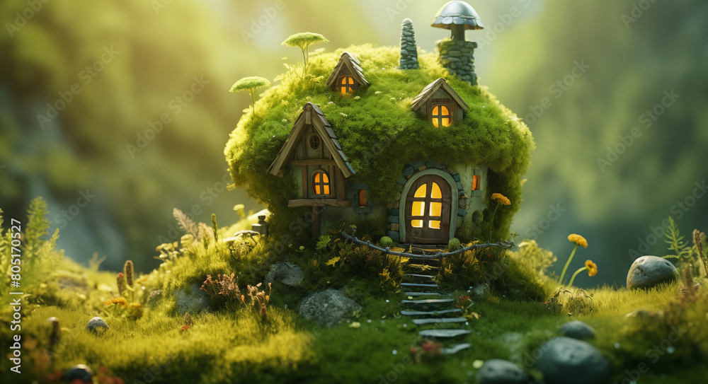 Magic fantasy world forest house Fantastic dreamy moss cottage house UHD wallpaper symbolizing environmental protection Magic fantasy world forest house Fantastic dreamy moss cottage house UHD wallpaper symbolizing environmental protection