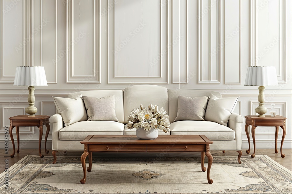 Obraz premium Classic sofa in classic interior, Ai Generated