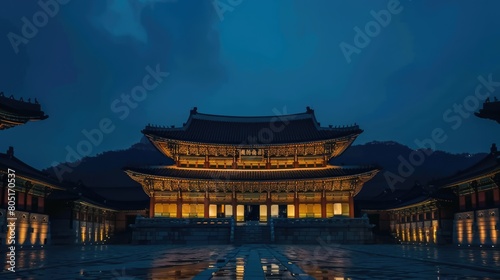 View of Gyeongbokgung palace at night