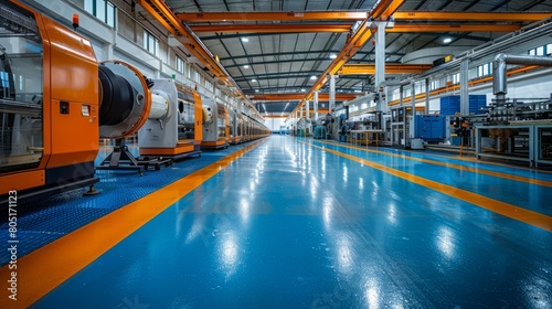 photo of a large modern factory interior with a metal roof