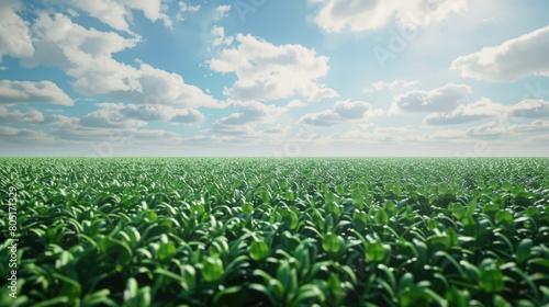 A vast green soy crop on a sunny day photo