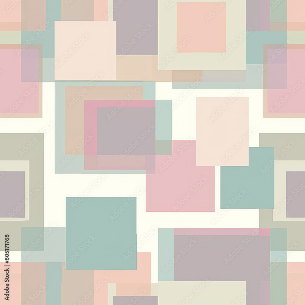 An abstract geometric seamless pattern with pastel colors