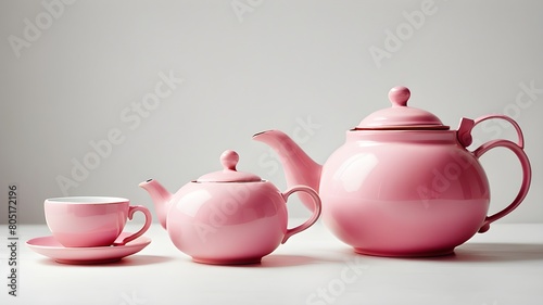 teapot and cups on white