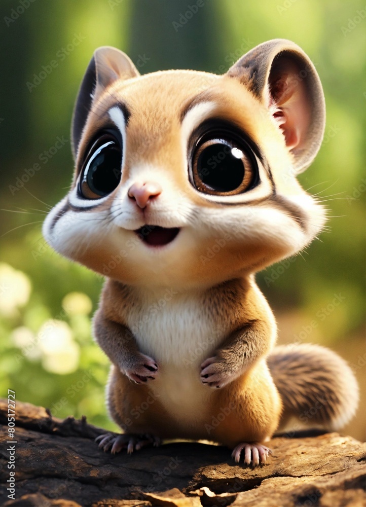 The cutest baby flying squirrel with big eyes, Illustration AI Generative.