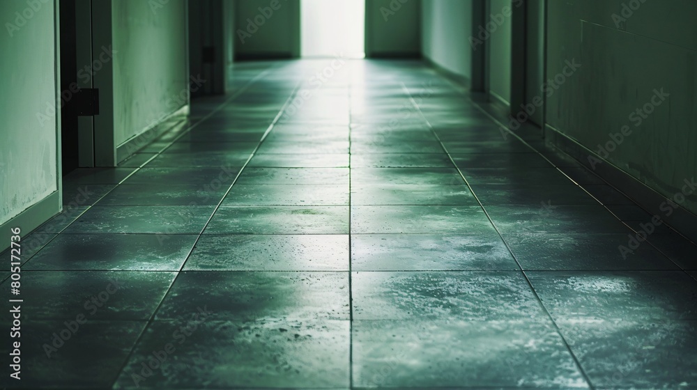 A long hallway stretching into the distance with a bright light at the end A long hallway stretching into the distance with a bright light at the end
