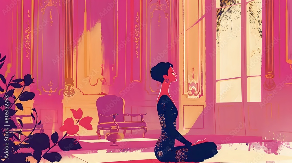 Peaceful Hatha Yoga Illustration with Tranquil Color Palette Peaceful Hatha Yoga Illustration with Tranquil Color Palette