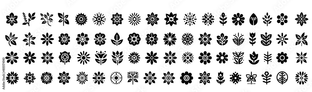 Flower icons set isolated on white background. Flower simple icon. Vector illustration