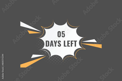 5 days to go countdown template. 5 day Countdown left days banner design. 5 Days left countdown timer
