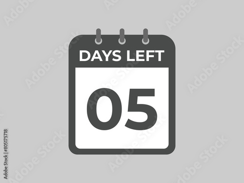 5 days to go countdown template. 5 day Countdown left days banner design. 5 Days left countdown timer
