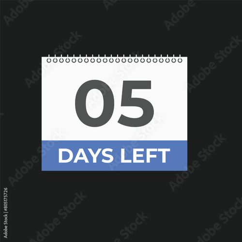 5 days to go countdown template. 5 day Countdown left days banner design. 5 Days left countdown timer
