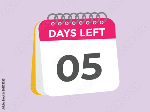 5 days to go countdown template. 5 day Countdown left days banner design. 5 Days left countdown timer
