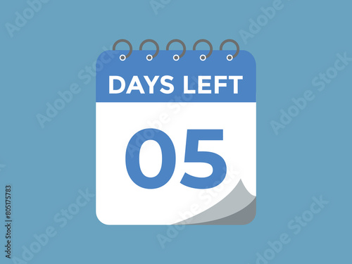 5 days to go countdown template. 5 day Countdown left days banner design. 5 Days left countdown timer
