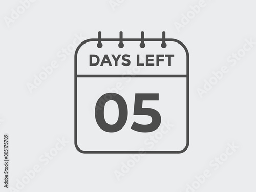 5 days to go countdown template. 5 day Countdown left days banner design. 5 Days left countdown timer
